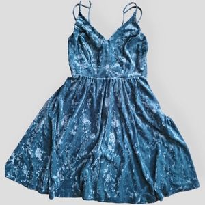 NWOT WILD FABLE Crushed Velvet Strappy Mini Dress Teal